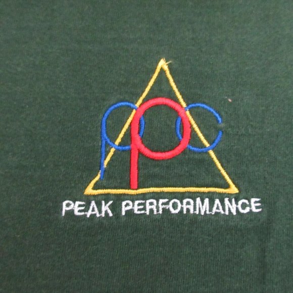 Fruit of the Loom T-Shirt Large Green Peak Performance Embroidered 100% Cotton - Picture 9 of 9